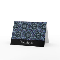 Black and Blue Elegant Pattern thank you card cards