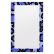 Black and Blue Leopard Print Pattern. Custom Stationery