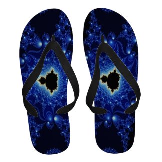 Black and Blue Mandelbrot Fractal Flip-Flops