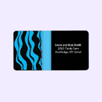 Black and Blue Modern Zebra Pattern labels