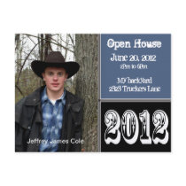 black and blue Open House Postcard