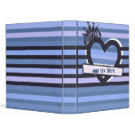 black and blue stripes binder