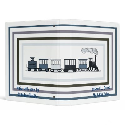 Black and Blue Train Childrens Album Binder by DizzyDebbie