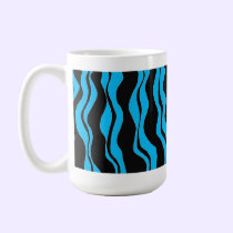 Black and Blue Zebra Stripe mugs