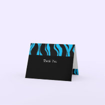 Black and Blue Zebra Stripe Thank You cards