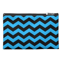 Black and Blue Zig Zag Pattern Travel Accessories Bag