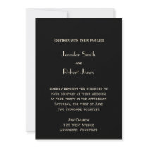 Black and Bronze Art Deco Tower Wedding Invitation