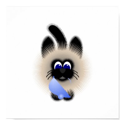 Black And Brown Cat Holding A Pale Blue Mouse Poster by mydeas