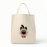 Black And Brown Cat Holding A Pink Mouse Tote Bags