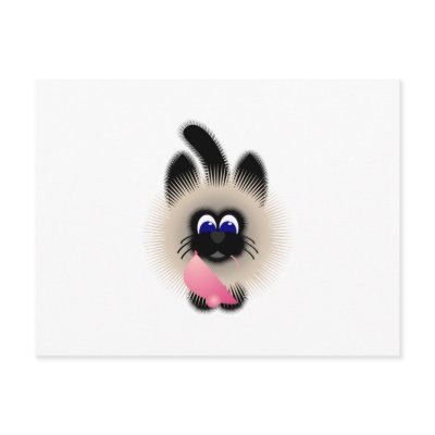 Black And Brown Cat Holding A Pink Mouse Postcards by mydeas