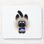 Black And Brown Cat With Dark Blue Tie Mouse Pad
