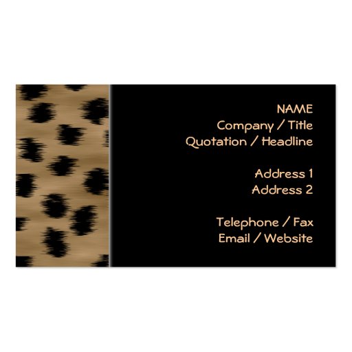 Black and Brown Cheetah Print Pattern. Business Card (front side)