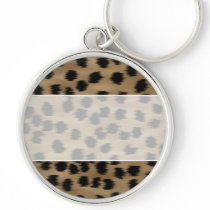Black and Brown Cheetah Print Pattern. Keychain