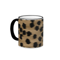 Black and Brown Cheetah Print Pattern. Mugs
