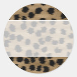Black and Brown Cheetah Print Pattern. Round Sticker
