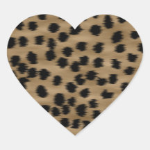 Black and Brown Cheetah Print Pattern. Heart Sticker