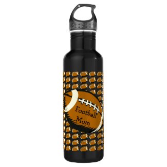 Black and Brown Football Mom Sports Water Bottle