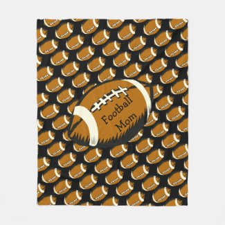 Black and Brown Sports Football Mom Fleece Blanket