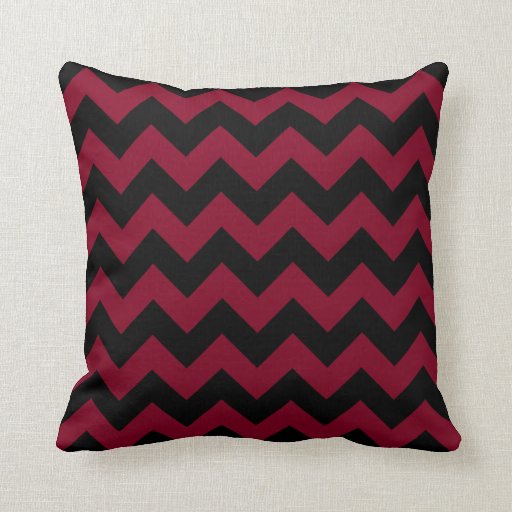 Black and Burgundy Chevron Zigzag Throw Pillow Zazzle