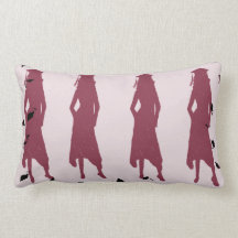 Black and Burgundy Female Grad Silhouettes Throw Pillow