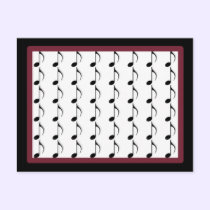 Black and Burgundy Musical Notes postcards