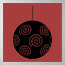 Black and Burgundy Red Christmas Bauble. Posters