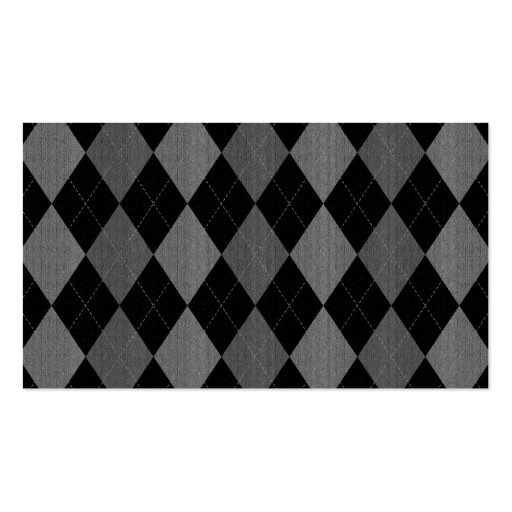 Black and Charcoal Gray Argyle Business Cards (back side)