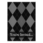 Black and Charcoal Gray Argyle invitations