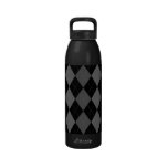 Black and Charcoal Gray Argyle Drinking Bottles