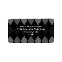 Black and Charcoal Gray Argyle Custom Address Labels