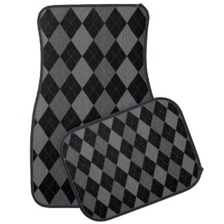Black and Charcoal Gray Argyle Pattern Car Mat