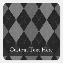 Black and Charcoal Gray Argyle Square Stickers