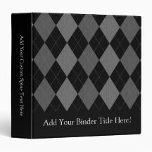 Black and Charcoal Gray Argyle Vinyl Binder