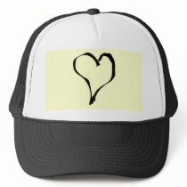 Black and Cream Love Heart Design. Hat