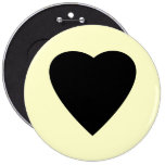 Black and Cream Love Heart Design. Pinback Buttons