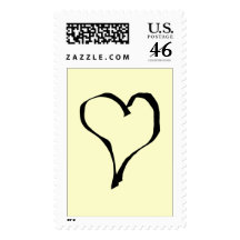 Black and Cream Love Heart Design. Postage