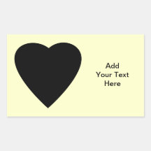 Black and Cream Love Heart Design. Rectangular Stickers