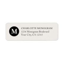 Black and Cream Monogram Custom Return Address Label