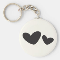 Black and cream whimsical hearts love keychain