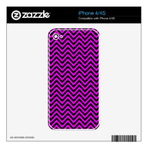 Black and Fuchsia Pink  Zigzags (Chevron Stripes) iPhone 4 Skin