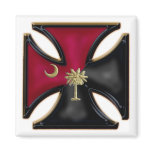 Black and Garnet South Carolina Iron Cross Refrigerator Magnet