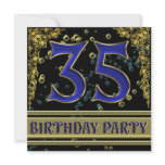 Black and Gold 35th Birthday party Invitation