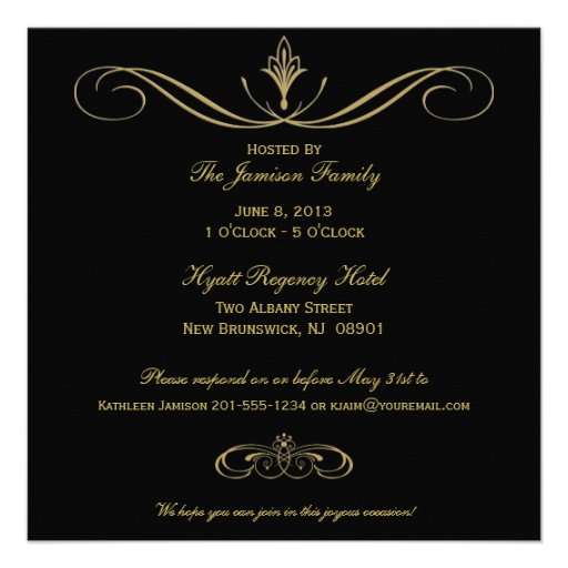 Black and Gold 70th Birthday Party Invitation