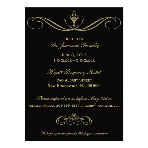 Black and Gold 80th Birthday Party Invitation