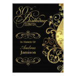 Black and Gold 80th Birthday Party Invitation
