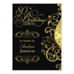 Black and Gold 80th Birthday Party Invitation
