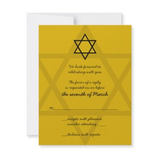Black and Gold Bar Mitzvah Reply Card invitation