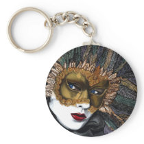 Black and Gold Carnival Mask  by PSOVART Keychain