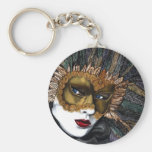 Black and Gold Carnival Mask  by PSOVART Keychain