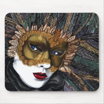 Black and Gold Carnival Mask  by PSOVART Mousepads by psovart123